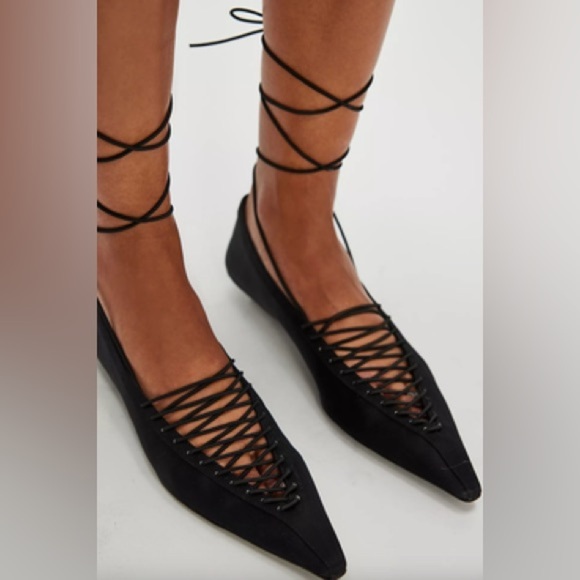 Free People x Jeffrey Campbell Alston Lace-Up Flats black size 9.5 witchy witch - Picture 1 of 7